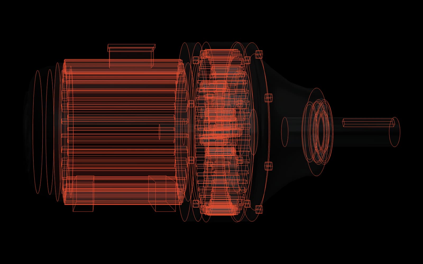 The gear drive shown in line work as a side elevation.