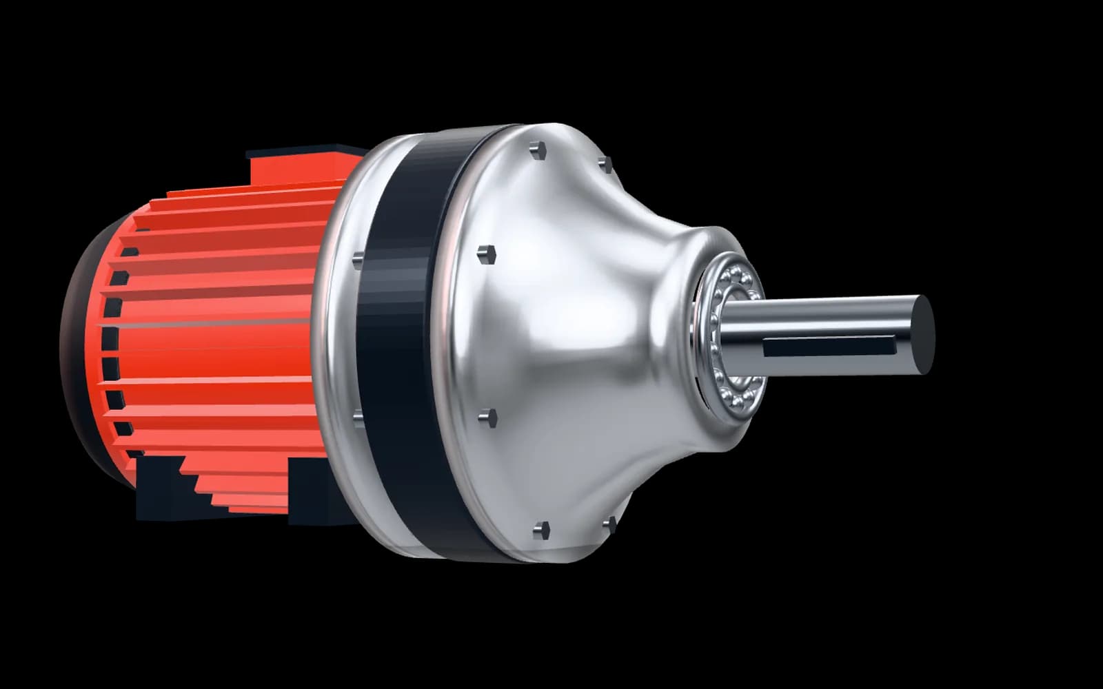 The assembled gear drive seen from a low angle.